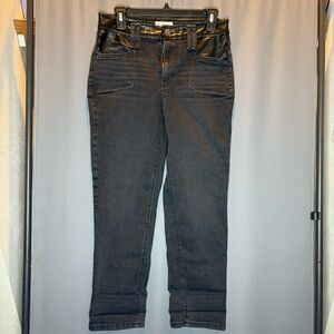 Maurices Charcoal Ankle Jeans with Faux Leather Trim